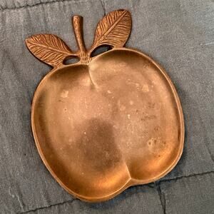 VTG Brass Apple Trinket Jewelry Coin Dish EUC 5.5" x 4.5" EUC